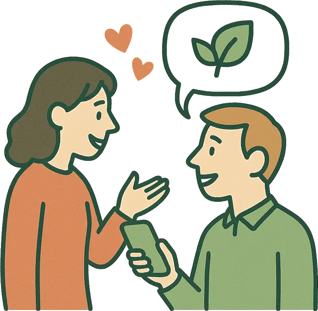 To personer diskuterer interesse for lokalmat